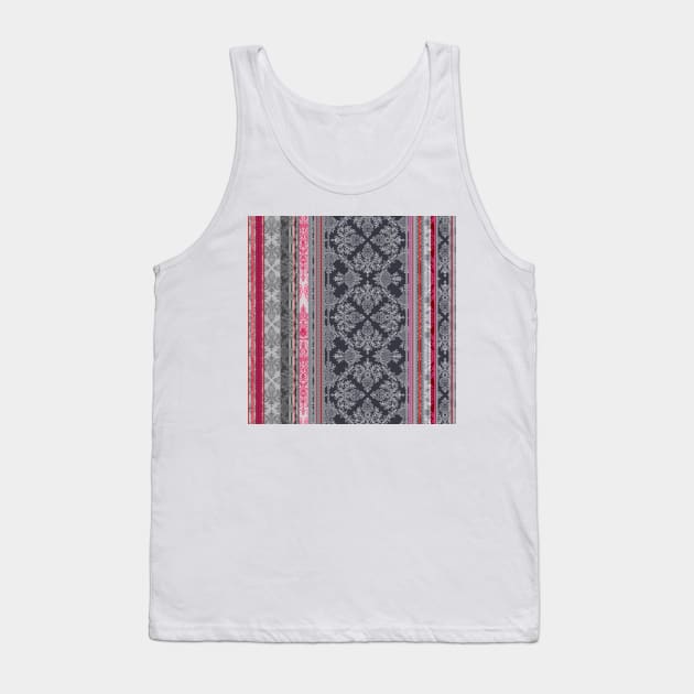 Burgundy, Pink, Navy & Grey Vintage Bohemian Wallpaper Tank Top by micklyn